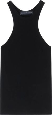 Ermanno Scervino Top a coste con scollo allamericana - Nero