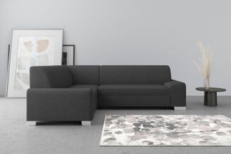Domo Collection Ecksofa »Anzio in kubischer Formensprache, flache Armlehnen, L-Form« Wahlweise mit Bettfunktion und Federkern für hohen Sitzkomfort
