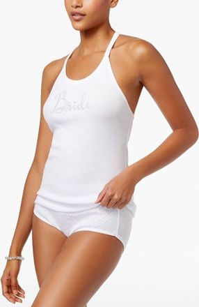 Betsey Johnson Bridal Lace T Back Pajama Tank Top In White