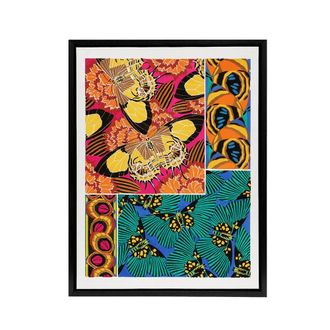 Artery8 Vintage Vibrant Butterflies Pattern Framed Canvas Wall Art Print Seguy | Size: W24 x H32
