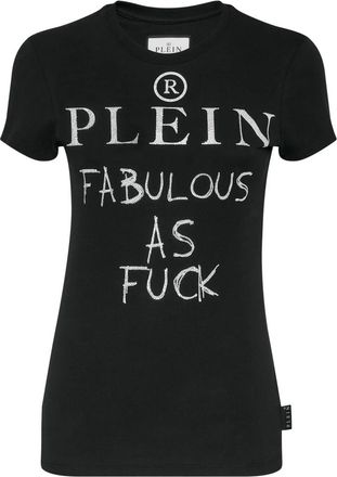 Philipp Plein Pure with Crystals T-Shirt - Dames - T-shirts - Zwart - S - Katoen - Tops