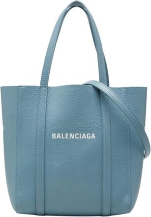 Balenciaga Blue Leather Shoulder Bag Tote Bag (Pre-Owned)