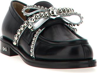 Mach & Mach Womens Black Leather Slip-On Loafers
