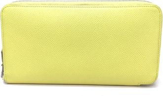 Herm&egrave;s Silkin Soufre Yellow Epsom Leather Silk Long Wallet (Bi-Fold) (Pre-Owned)
