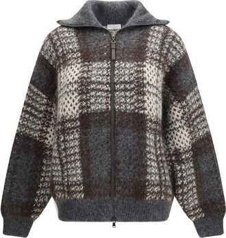 Brunello Cucinelli Gray Mohair Womens Cardigan
