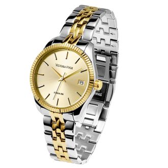 Victoria Hyde London Womens watch, gold-silver, gold dial, calendar function Stainless Steel - One Size