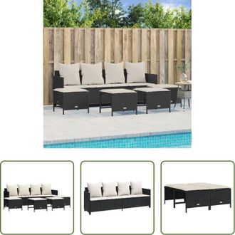 vidaXL Divano esterno - Set Divani da Giardino 5 pz con Cuscini in Polyrattan Nero