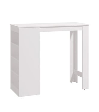 Home Heavenly Mesa alta con 4 estantes laterales de melamina en color blanco