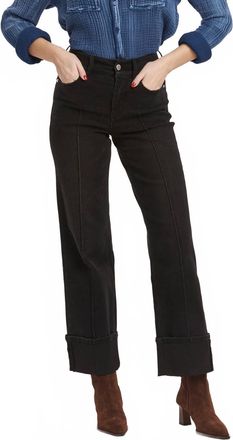 Dear John Denim Holly Front Seam Cuffed Jeans In Jet Black