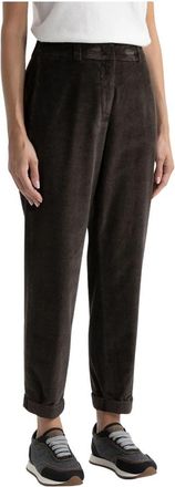 PESERICO Needlecord wortelbroek - Dames - Straight fit broeken - Bruin - L - Katoen - Broeken