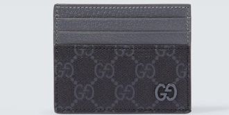 Gucci Leather-trimmed GG canvas card holder