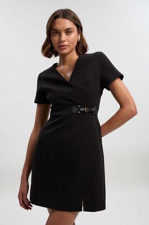 Karen Millen Womens Compact Essential Tab Waist Mini Dress - Black - Size 6 UK