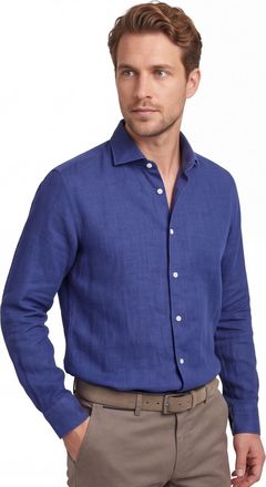 Seidensticker Overhemd Seidensticker linnen donkerblauw regular fit