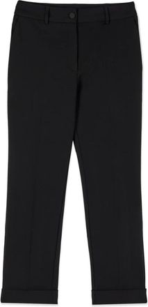 Oltre Cropped broek van cr&ecirc;pe stof - Dames - Vrijetijds broeken - Zwart - 2XL - Leer - Broeken