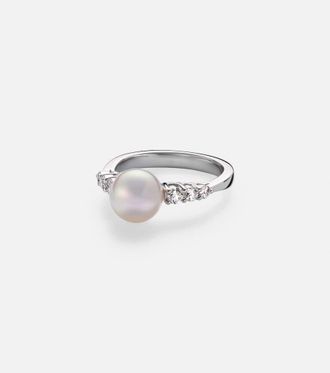 Mikimoto Anillo de oro blanco de 18 ct con perla y diamantes