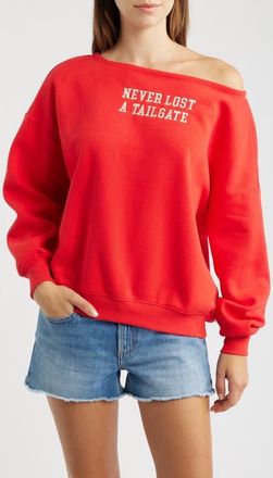 Vinyl Icons Tailgate Off the Shoulder Embroidered Sweatshirt at Nordstrom, Size X-Small