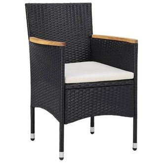 Berkfield Home 5 Piece Garden Dining Set Poly Rattan & Solid Wood Black
