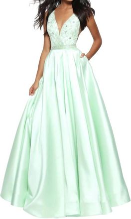 Sherri Hill V-Neck Prom Dress In Light Green