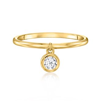 RS Pure by Ross-Simons Lab-Grown Diamond Charm Ring in 18kt Gold Over Sterling Silver