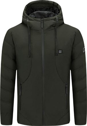 Generic Charging Gear USB Men Coat Women Hooded 5 and Heating Coat Three Temperature Mens Coats Jackets Plush Slipper (Army Green, XL)