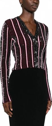 Missoni Sequined Buttoned Cardigan In Red Multi