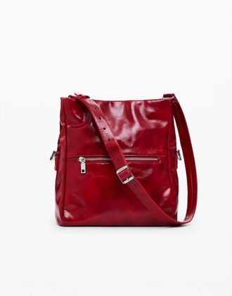 Desigual Borsa media lucida rossa con patta-Rosso