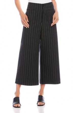 Karen Kane Stripe Wide Leg Crop Pants in Black at Nordstrom, Size 16