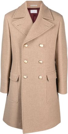 Brunello Cucinelli double-breasted wool-blend coat - men - Wool/Cashmere/Cupro/Cotton - 54 - Neutrals