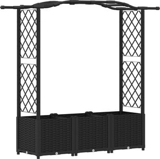 vidaXL Cama Elevada Con Trellis Y Techo Negro 164 X 40 X 138 Cm Pp Vidaxl