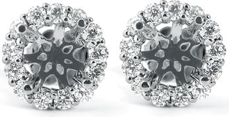 Pompeii3 5/8ct Diamond Halo Studs Mounting Fits 5.5-6.5mm Round Stones 14k White Gold