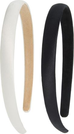 Tasha 2-Pack Skinny Solid Headband in Black/ivory at Nordstrom