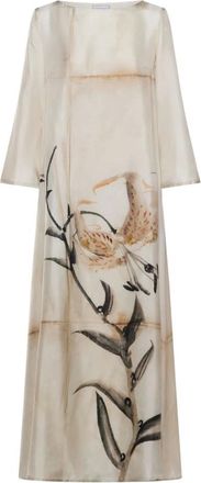 Pierre-Louis Mascia Kleedjes, Dames, Beige, L, Bamboe, Aloe Kaftan Jurk