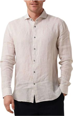 Gentiluomo Overhemden, Heren, Beige, L, Linnen, Casual Zand Overhemd