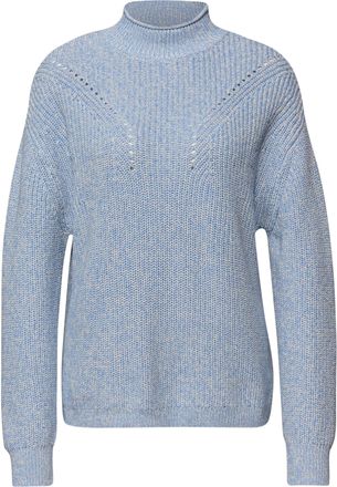 Street One Strickpullover STREET ONE, Damen, Gr. 34, frosted blau, Strick, Obermaterial: 100% Baumwolle, meliert, figurumspielend normal, ohne Ausschnitt, Rippst