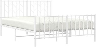 vidaXL Estructura Cama Sin Colch&oacute;n Con Estribo Metal Blanco 140x200 Cm Vidaxl