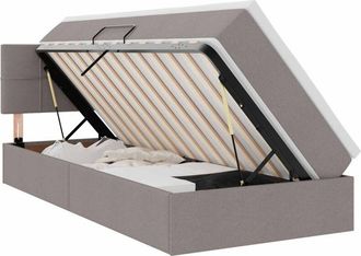 vidaXL Storage Bed with Mattress Taupe 90 x 190 cm Engineered Wood vidaXL