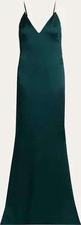 Tom Ford Crystal-Trim Backless Satin Mermaid Gown