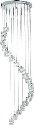 Searchlight Searchlight Ice Cube - Integrated LED 20 Light Spiral Cluster Pendant Chrome Finish