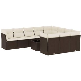 vidaXL Set De Sof&aacute;s De Jard&iacute;n 11 Pzas Cojines Rat&aacute;n Sint&eacute;tico Marr&oacute;n Vidaxl