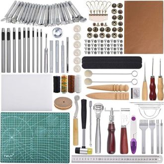 OEM 110 Piezas De Herramientas Y Suministros Para Trabajar El Cuero: Herramientas Para Estampar, Remachar, Coser, Ranurar, Punzonar Y Perforar