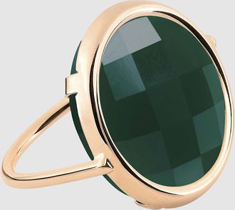 Ginette NY Bague Pixie Ever Disc Agathe Verte Or Rose