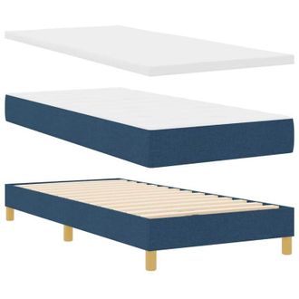 vidaXL Vidaxl - Cama Con Somier Y Colch&oacute;n Crema 90x200 Cm Fabric Azul