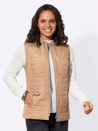 Casual Looks Steppweste CASUAL LOOKS, Damen, Gr. 40, braun (camel), 100% Polyester, Wattierung:100% Polyester, unifarben, Westen Steppweste