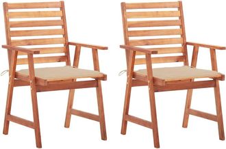 vidaXL Vidaxl - Sillas Comedor De Jard&iacute;n Y Cojines 2 Uds Madera Maciza Acacia