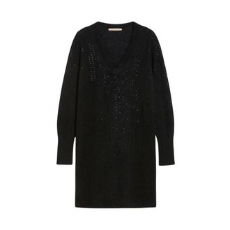 Pennyblack Knitted Dresses, female, Black, XL, Black Knit Dress with Rhinestones
