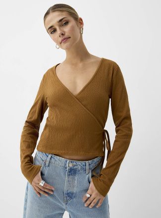 Icone Womens Wrinkled texture crossover top