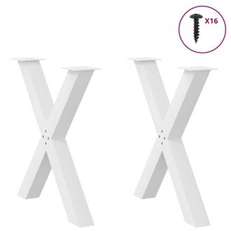 Berkfield Home Modern Dining Table Legs X-Shaped 2 pcs White 80x(72-73) cm Steel