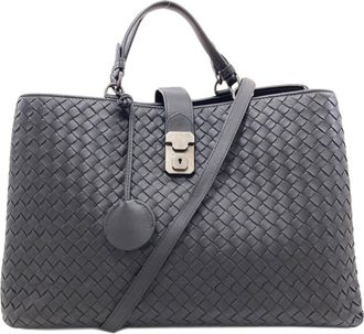 Bottega Veneta Intrecciato Black Leather Tote Bag (Pre-Owned)