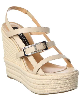 Sergio Rossi Nora 75 Leather Wedge Sandal