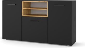 Petits Meubles Aparador 3 puertas estratificado Negro marr&oacute;n